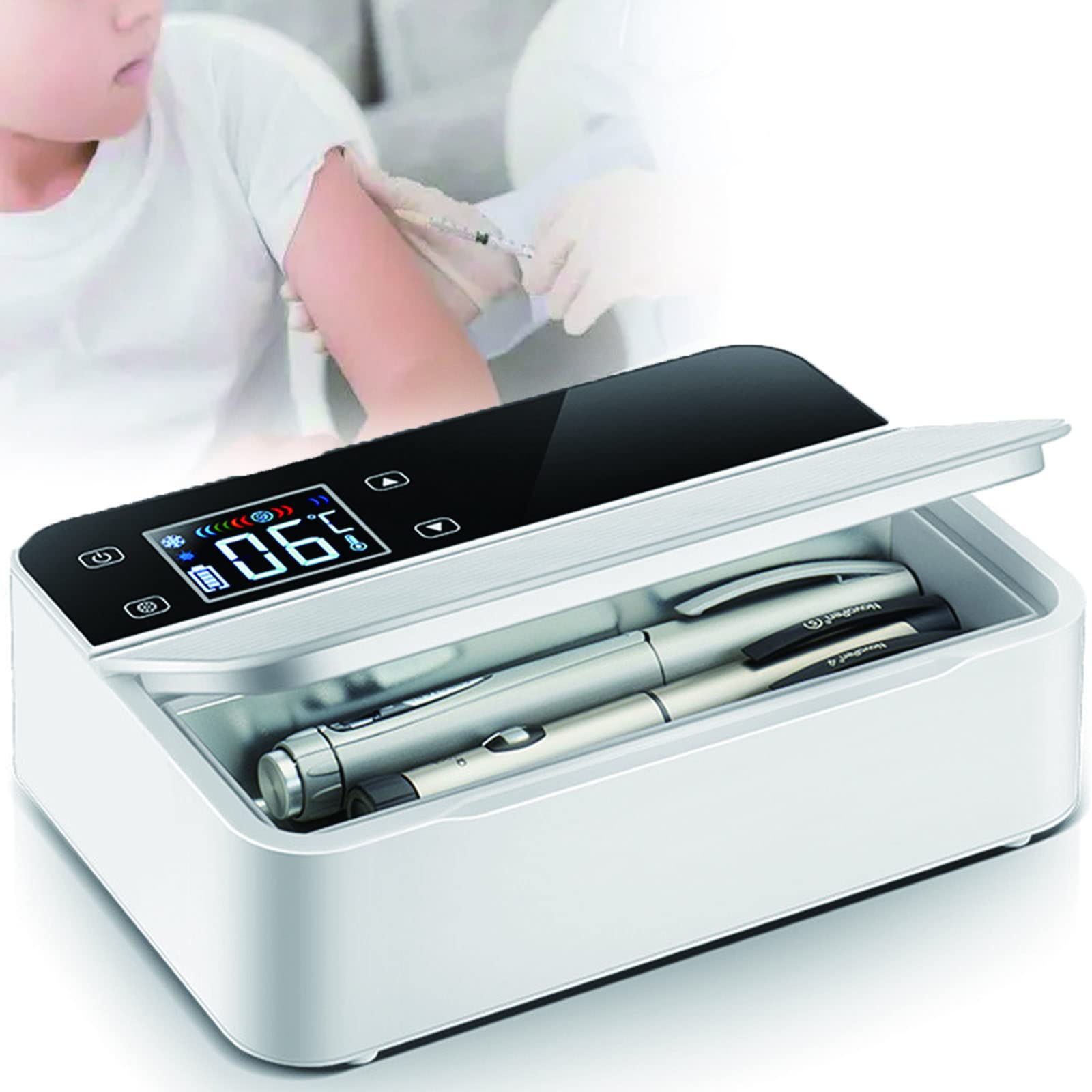 XNYXLPP Rechargeable Portable Medicine,Travel Box for Medication, Car Insulin Cooler Medication,offices, Homes and Outdoors (2xbattery)