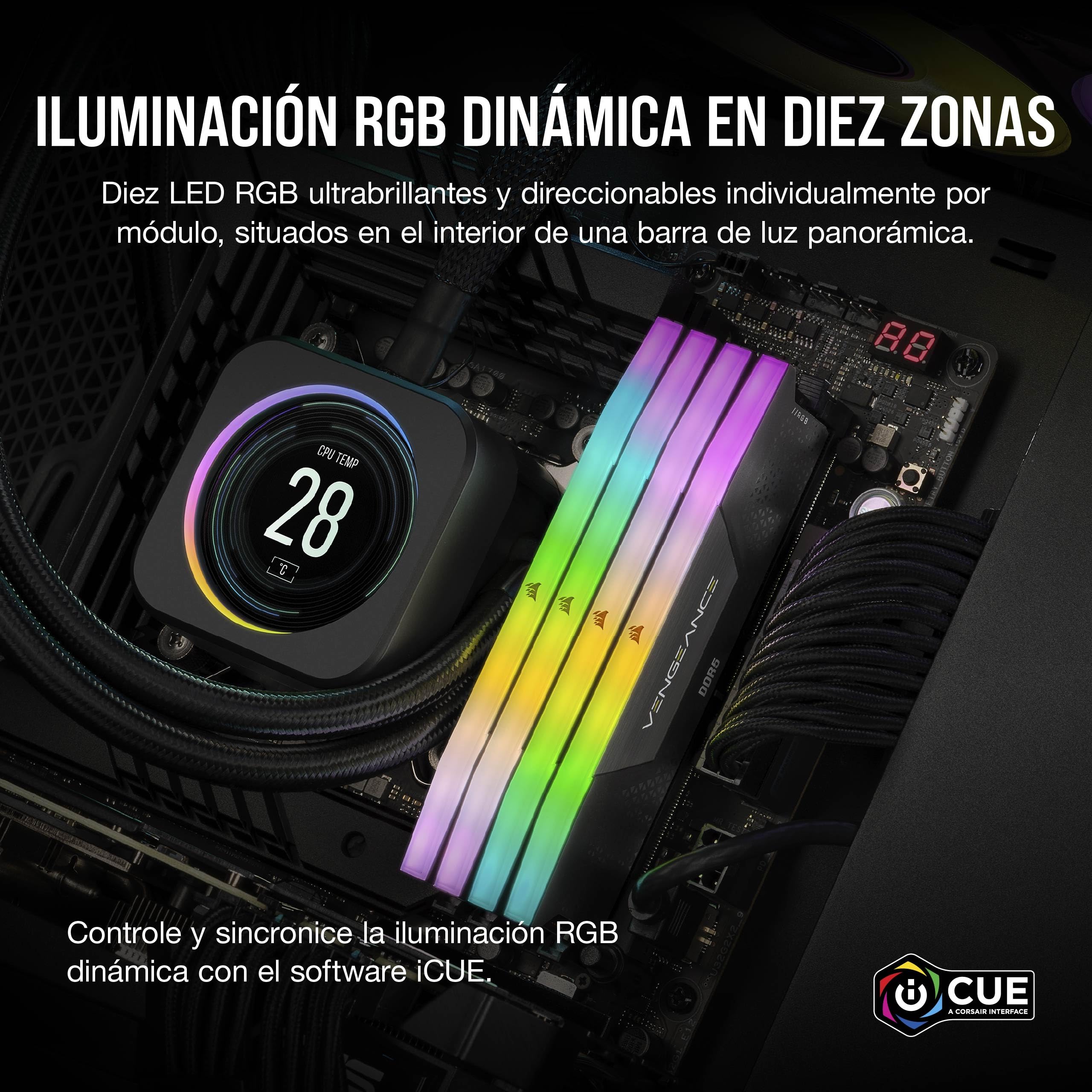 CORSAIR Vengeance RGB DDR5 128GB (2 x 64GB) hasta 6000MHz Intel