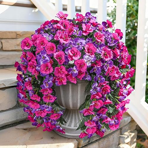 Hibiscus Artificial Fake Hanging Flowers Plants for Outdoor Spring Decoration,