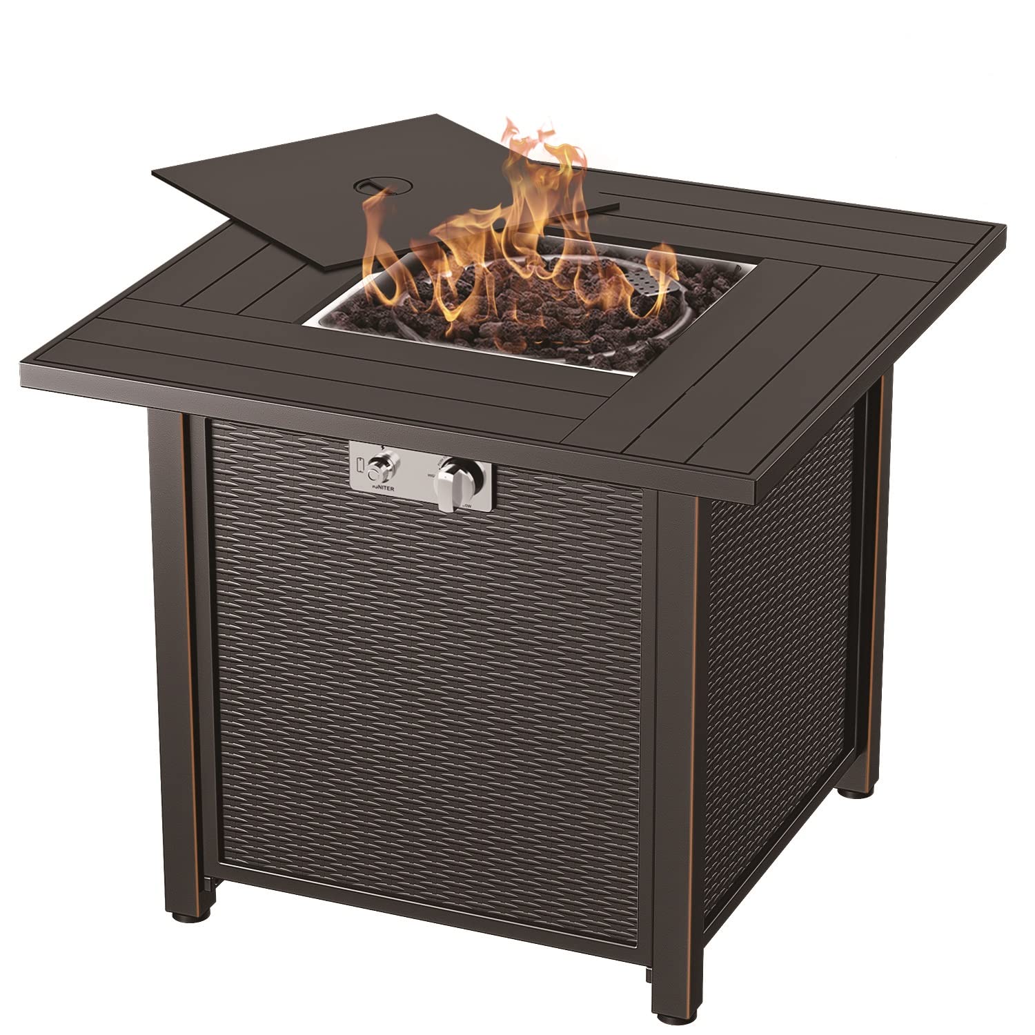 Propane Gas Fire Pit Table 30" | Outdoor Propane Fire Pit Tables for Outside Patio 50000 BTU | CSA Approved Rectangular Fire Pit Table | Balcony, Backyard & Garden Outdoor Firepit Table
