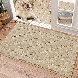 BEQHAUSE Dirt Trapper Door Mat 20" x 32", Doormat Non-Slip, Warm Beige