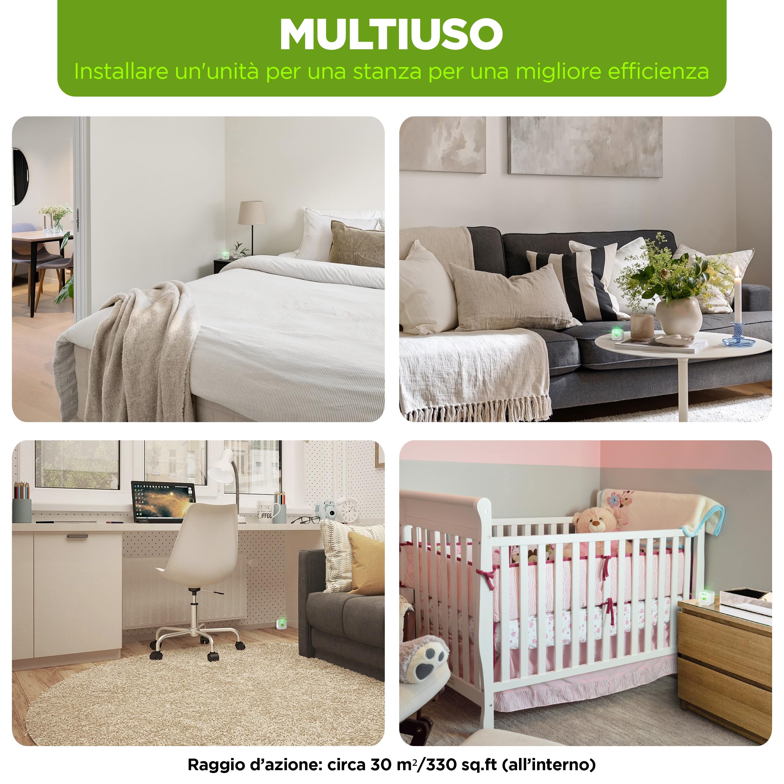 ISOTRONIC repellente acari ultrasuoni cimici letti protezione batteria raggio 30m² 2 unità elimina senza sostanze chimiche efficace interno casa camera materasso difesa anallergico stop parassiti
