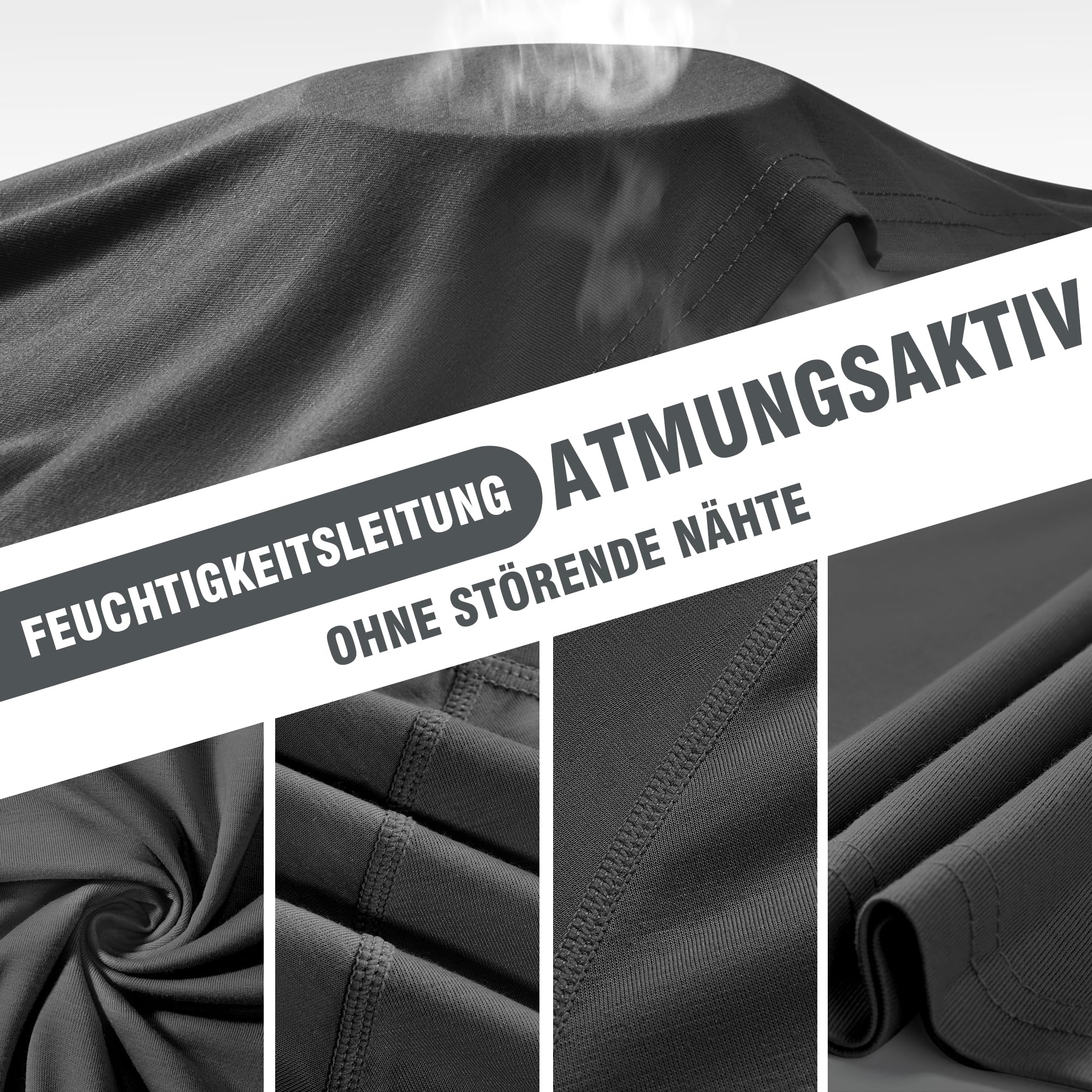 ineepor Merino Shirt Herren Langarm Funktionsshirt Sportshirt Wandershirt | Atmungsaktiv, Schnelltrocknend, Geruchshemmend, Long Sleeve, Gym, Fitness, Trekking
