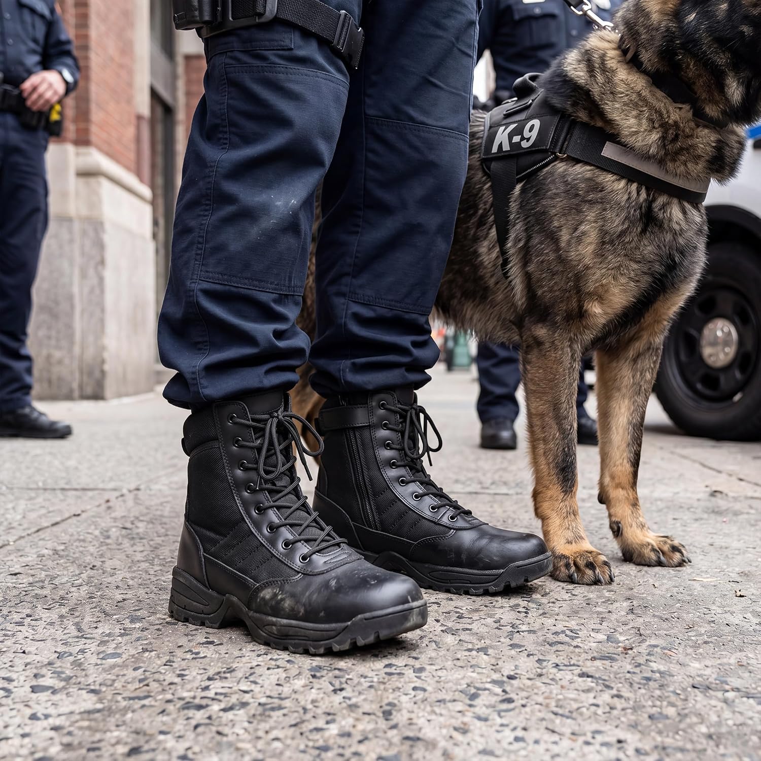 Men's Tactical Boots 8 Inch Side Zipper Military Combat Boots Leather Duty Work Boots for Men Police Motorcycle