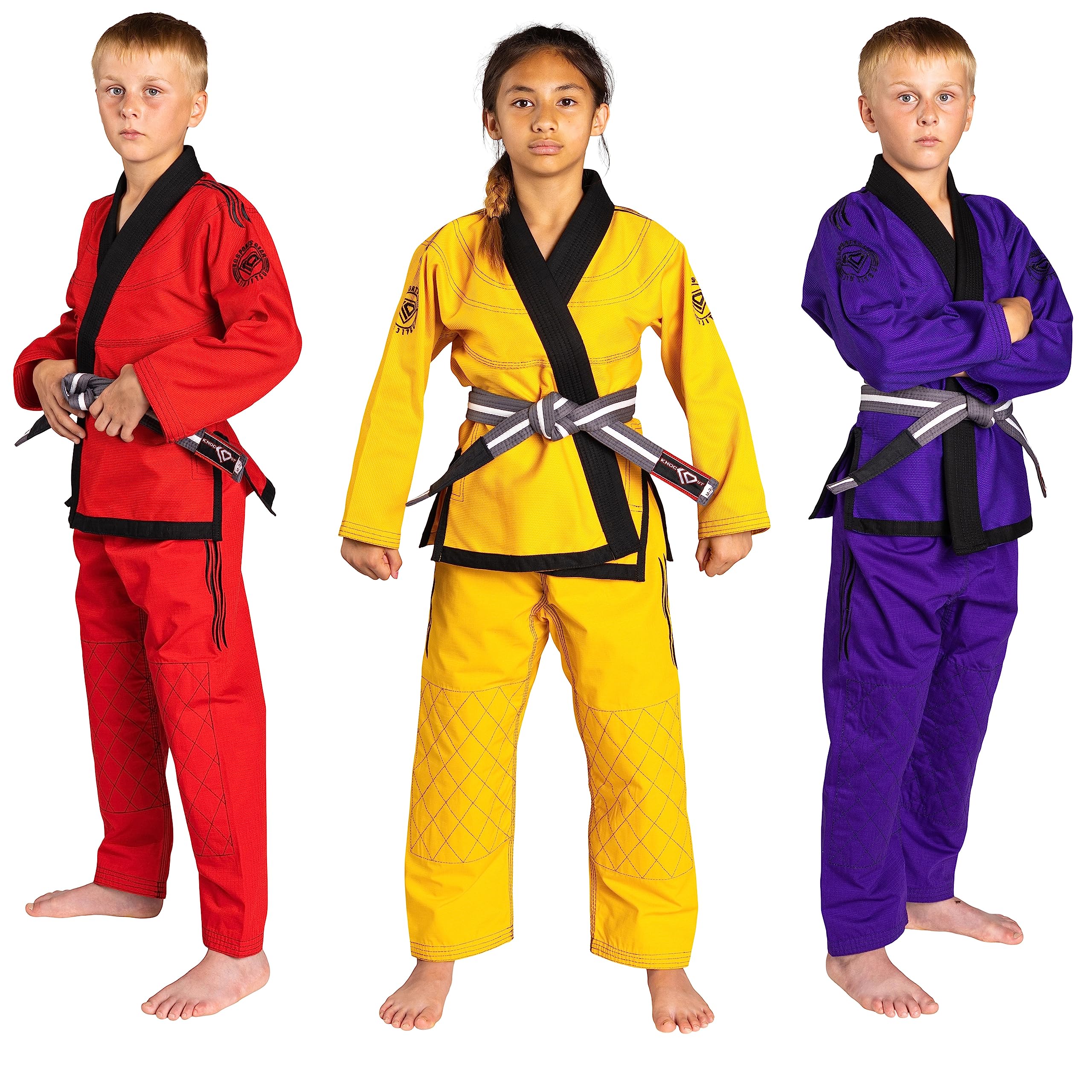 KO Sports Gear – Kids Yellow Gi Uniform Set, BJJ Jiu Jitsu Gi