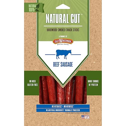 Old Wisconsin Palitos de salchicha de carne de res de corte natural ahumados naturalmente listos para comer alto en proteínas bajo en carbohidratos