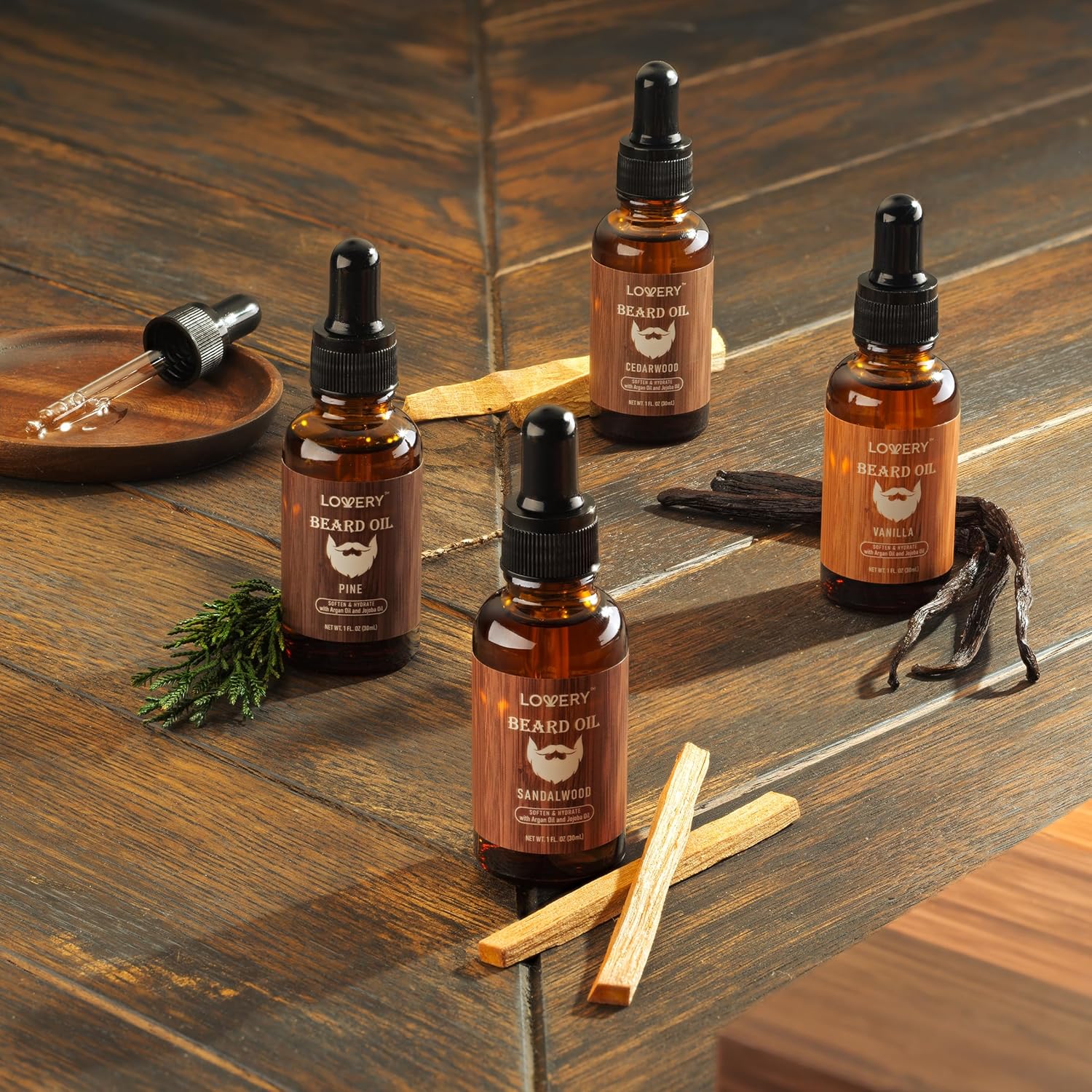 Beard Oil for Men – Sandalwood, Vanilla & Cedarwood Natural Mens Beard Oil Kit with Argan & Jojoba Oil - Beard Softener & Deeply Moisturizer Adding a Natural Shine, Grooming Kit Beard Care for Him - Image 5