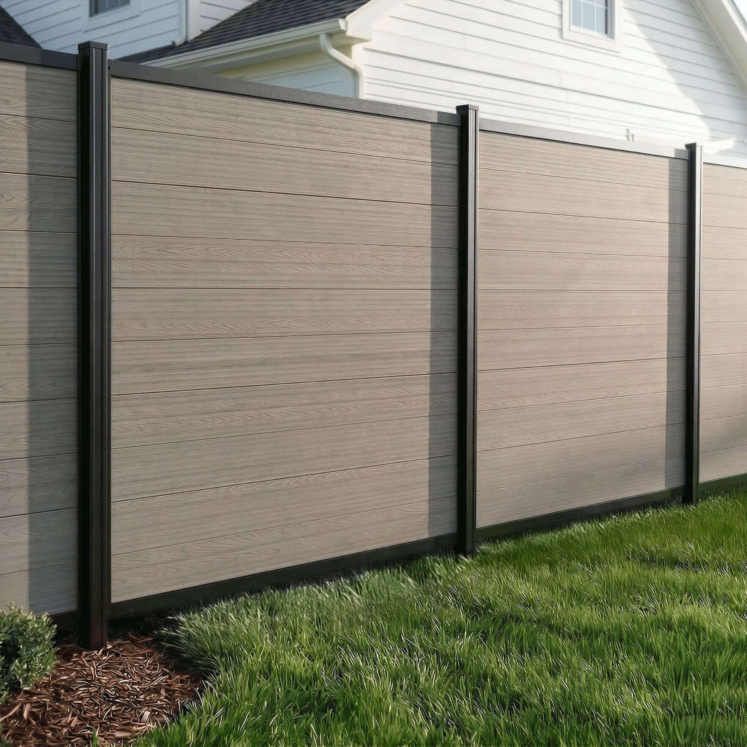 WamBam Composite Privacy Fence Panel, 6ft Slate Grey | 6ftH x 6ftW, 1 Panel, BL19113, Aluminum Frame, Posts sold Separately