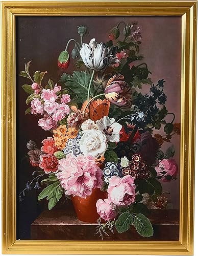 Vista 7 de Creative Co-Op Vintage Reproducción Floral Bodegón Impresión con Marco de Madera Sólida