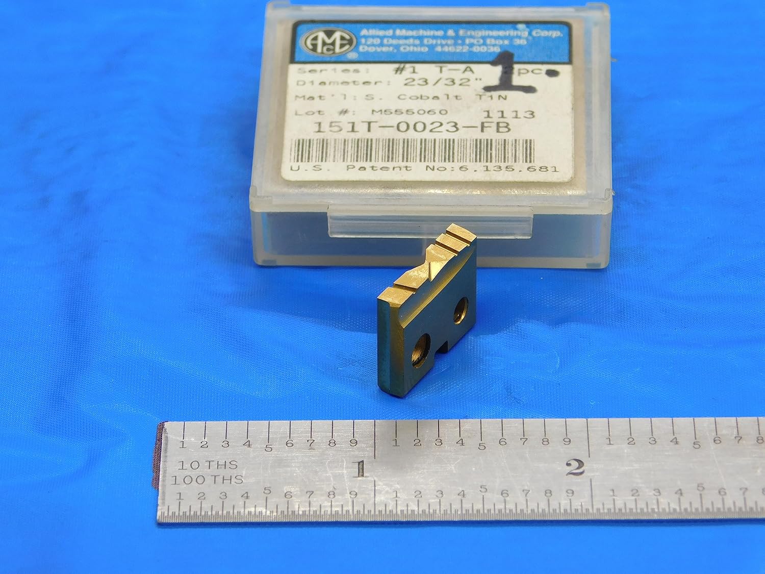 1pc AMEC 23/32" #1 T-A 151T-0023-FB TiN S Cobalt Flat Bottom Spade Drill Insert - DE1046AA3