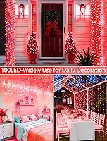 Vista 9 de Cadena de 200 luces LED de 98 pies, impermeables con 8 modos con memoria, fuente de alimentación certificada por UL de 30 V para el hogar, jardín