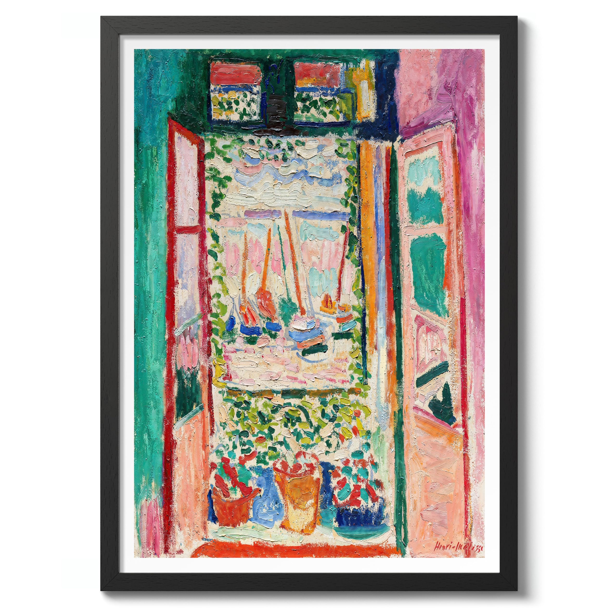 The Open Window Henri Matisse Poster. Classic Art Painting Print, Art Exhibition Neutral Wall Art, Modern Minimalist Home Decor Picture, Archival Matte, A5 (Black Frame) - 21x14.8cm — image 1