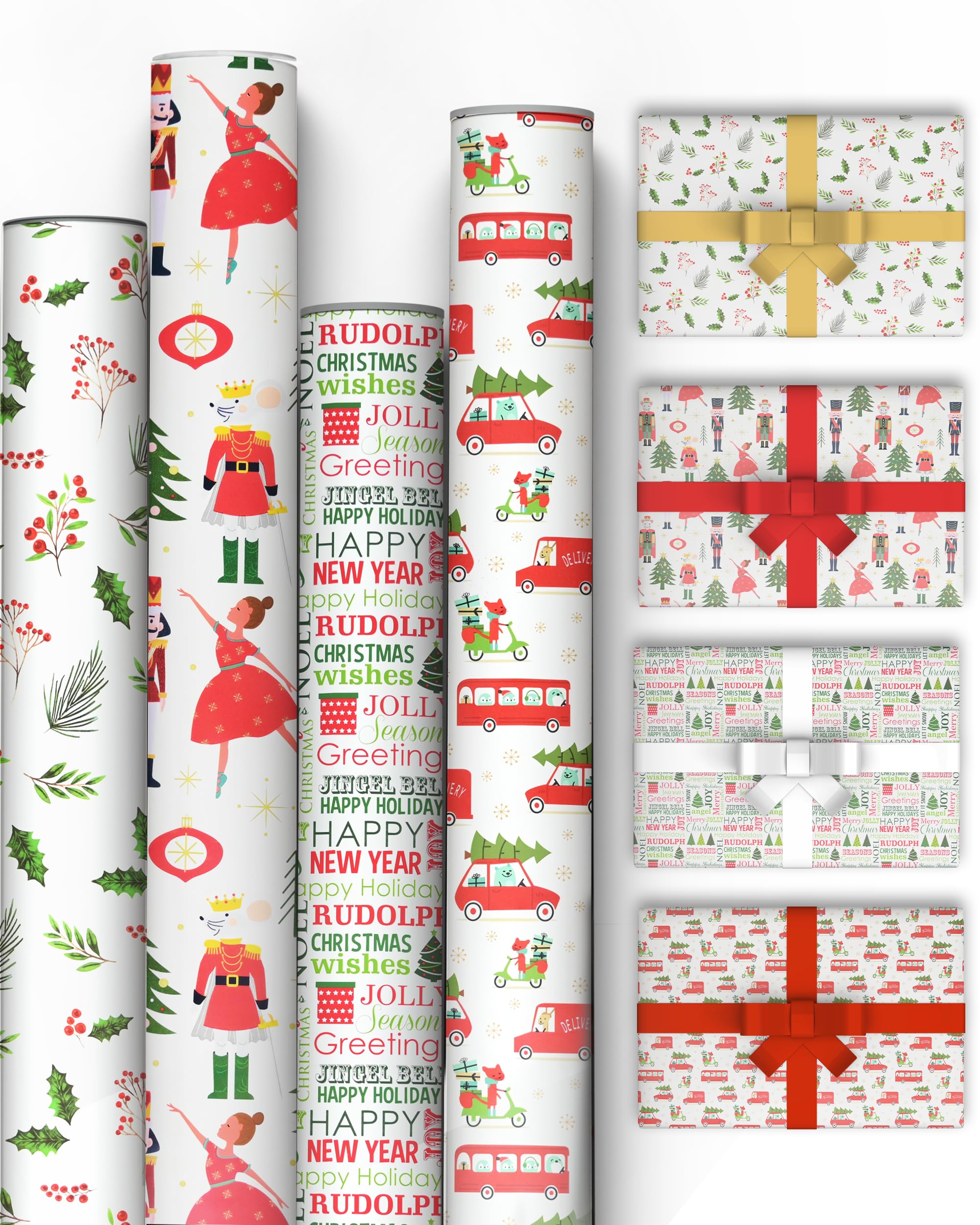 Kraft & Co 4 Pack Gift Wrapping Paper 69cm x 8M Multicolor