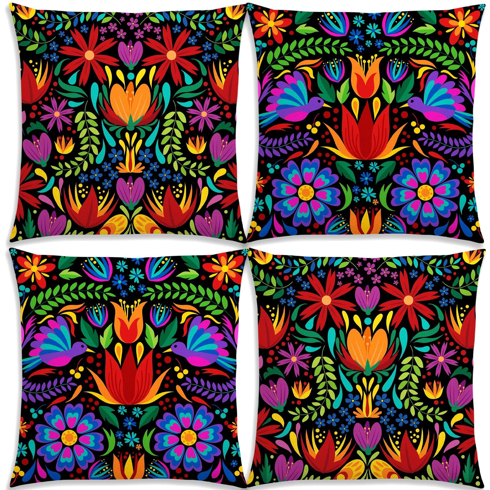 Housse de coussin mexicaine 45x45 cm Dia de los Muertos pour decoration de salon