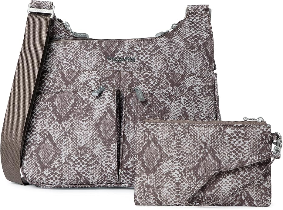 Baggallini Cross Over Crossbody Bag - Lightweight, Water Resistant Travel Purse