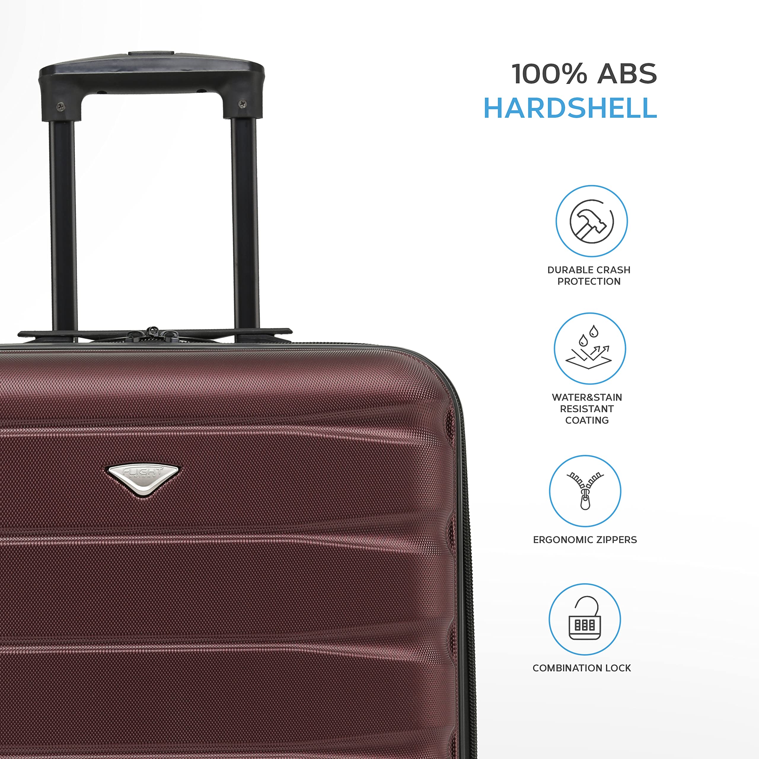 Flight Knight Set of 2 Lightweight 2 Wheel ABS Hard Case Suitcases Cabin Carry On Hand Luggage Approved for Airlines Including British Airways & Maximum Size for easyJet Large Cabin Bag 56x45x25cm