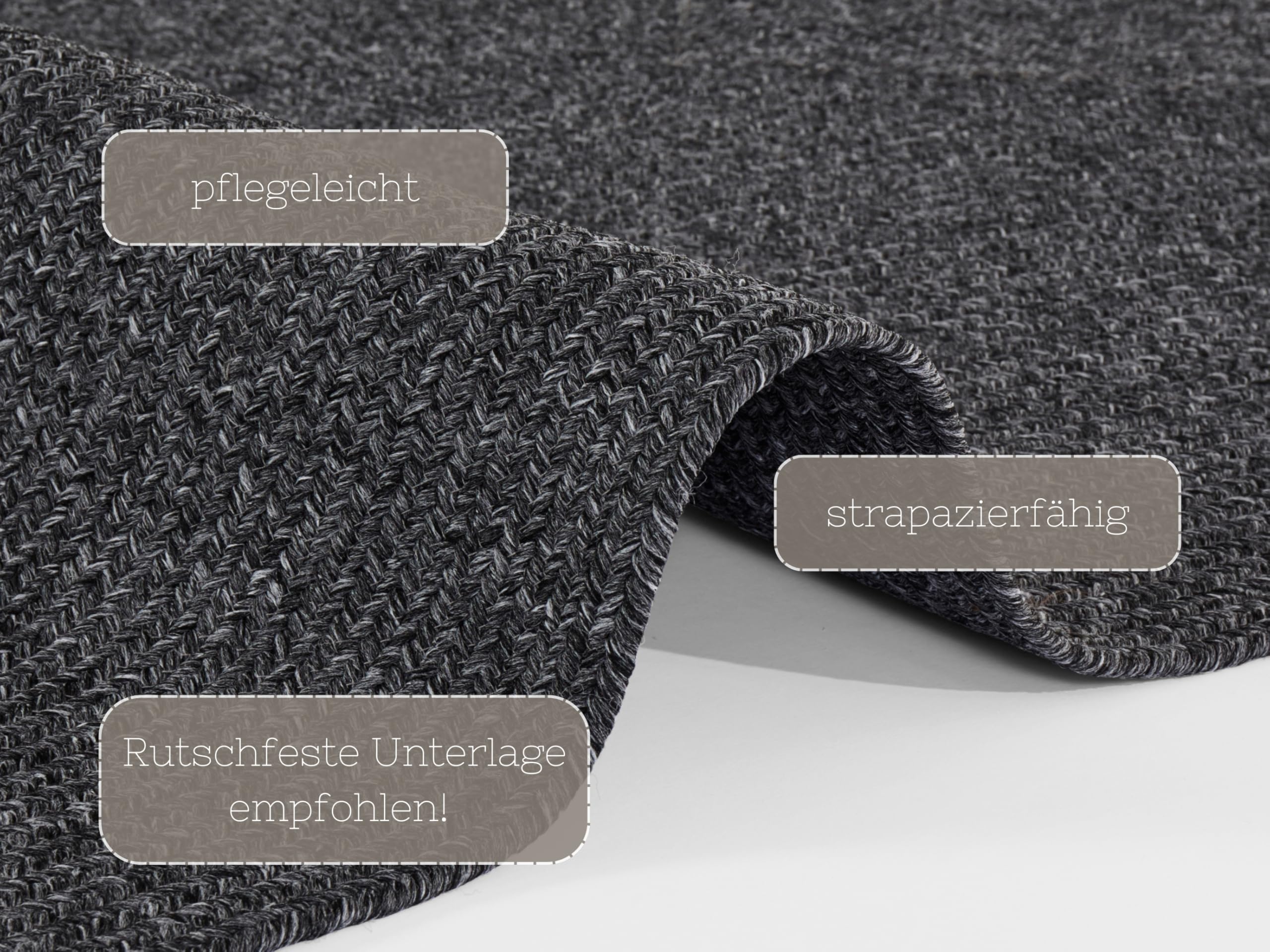 Northrugs Trenzado In- & Outdoor Teppich Wetterfest – Pflegeleicht Handmade-Look für Innen und Außen Gewebter Outdoorteppich Läufer für Balkon, Terrasse, Wohnzimmer, Garten – Dunkelgrau, 120x170