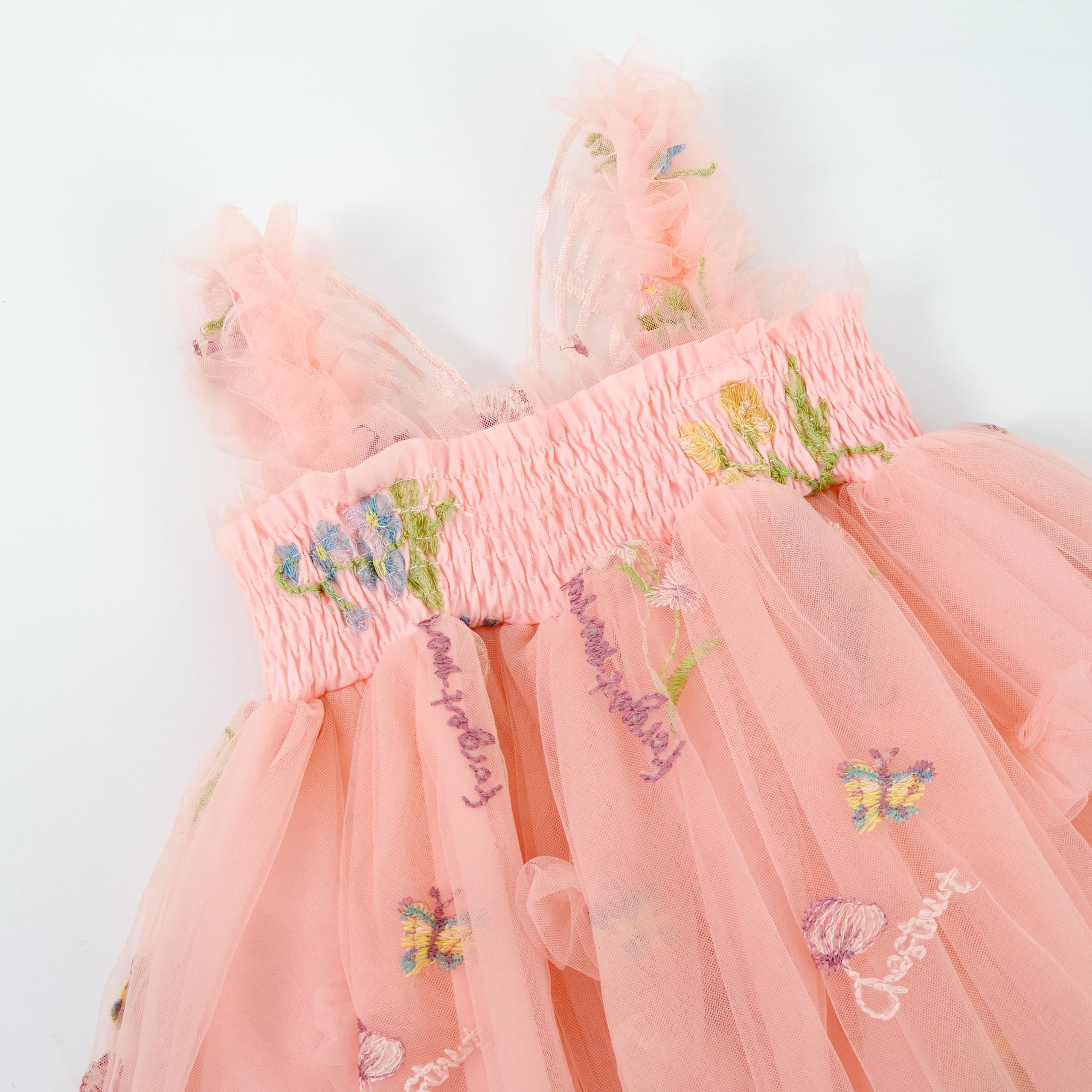 Miipat Robe Bébé Fille Tulle Papillon Jeune Enfant Fille L'été sans Manches Brodé Fleur Princesse Robe Fête de Mariage Robes d'anniversaire pour Fille