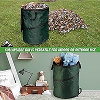 Vista 29 de Wakeman Outdoors, bote de basura plegable con tapa de apertura rápida y cierre (33 galones). Ideal para reciclaje, campamentos y más. Color verde