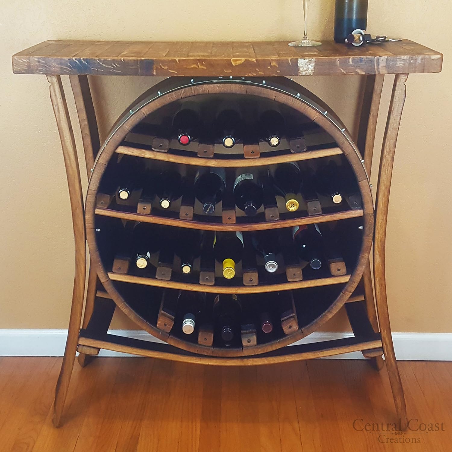 17 Bottle Wine Barrel Rack - Handcrafted Wine Furniture