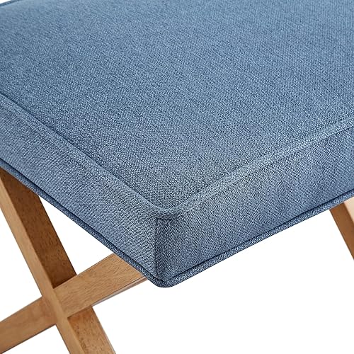 Miniatura 5 de Amazon Basics Small Ottoman Foot Rest, Mid-Century Modern X Square Polyester Foot Stool, Indigo Blue, 20"W x 18"D x 18"H Índigo,Marfil,Azul