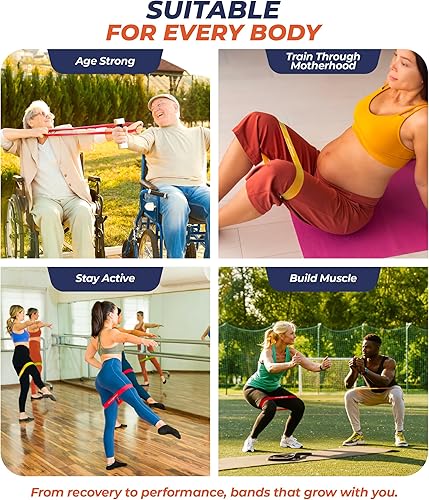 Miniatura 5 de Juego de bandas de resistencia - 6 mini bandas de bucle para entrenamientos de glúteos, piernas y núcleos. Inspirado en PT para terapia física,