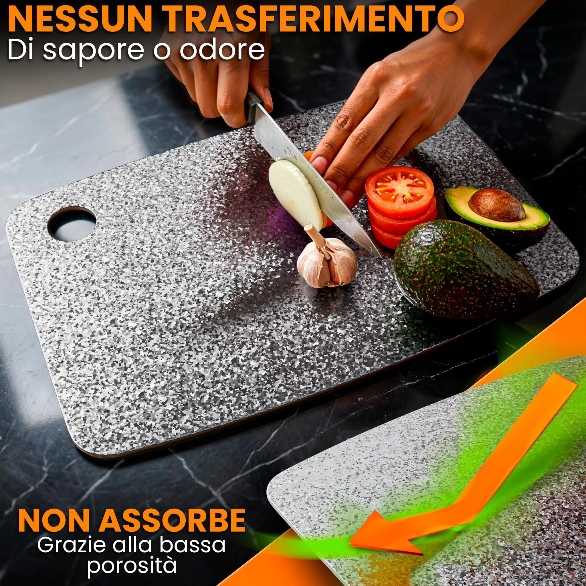 Tagliere in Titanio per Cucina 100% Puro 40x30cm – Tagliere Titanio Doppia Faccia Antibatterico – Taglieri in Titanio per Cucina Ultra Resistente – Titanium Cutting Board Professionale