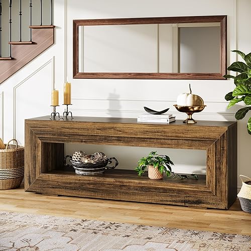Miniatura 6 de Tribesigns Mesa consola de granja de 63 pulgadas, mesa de sofá de entrada estrecha para detrás del sofá, estación de sofá larga, muebles de entrada