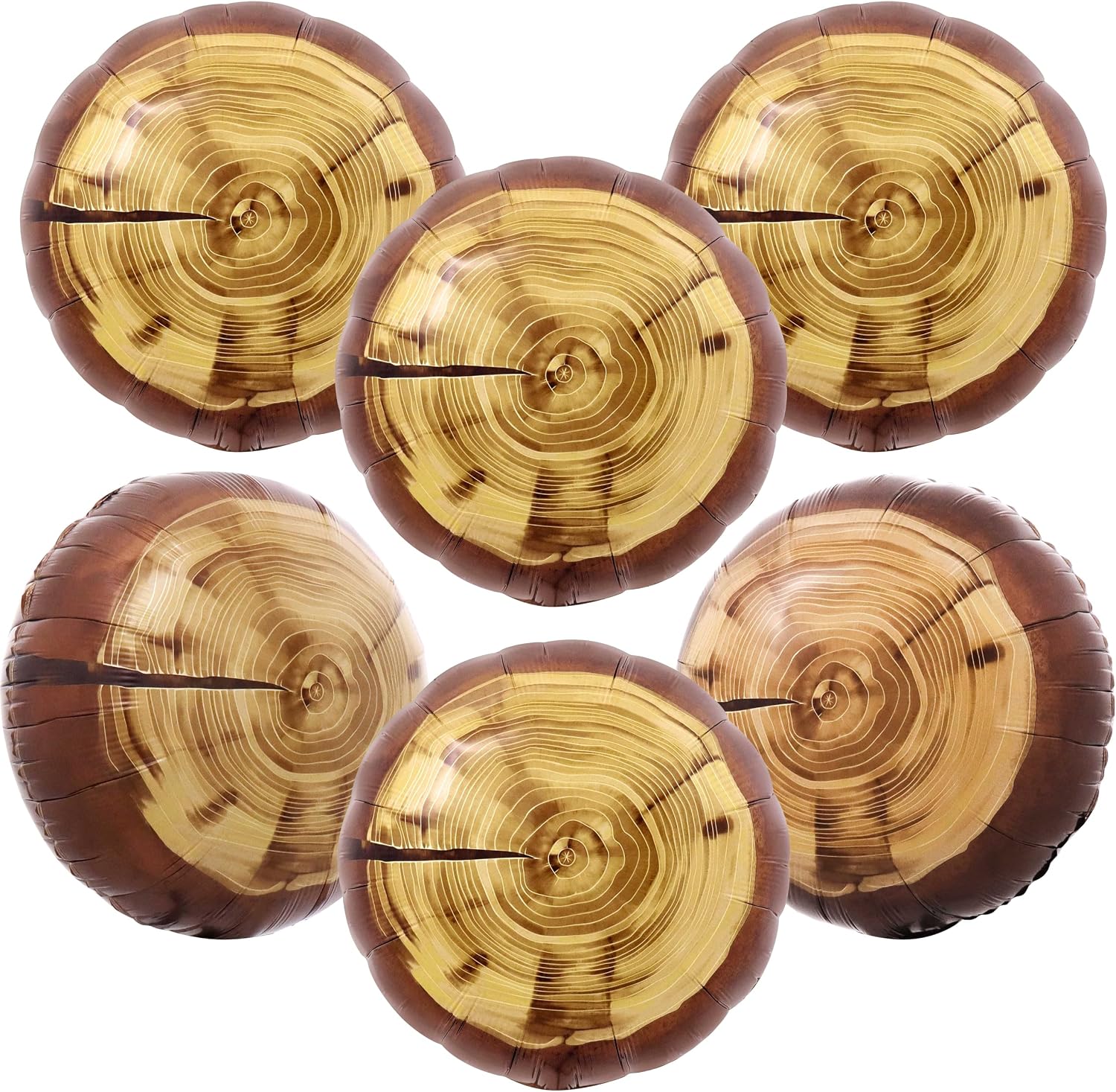 Tree Stump Balloons - 18inch Realistic Wood Foil Decor for Forest, Camping, Rustic & Nature-Themed Parties, Explorer Birthday Celebrations 6pcs