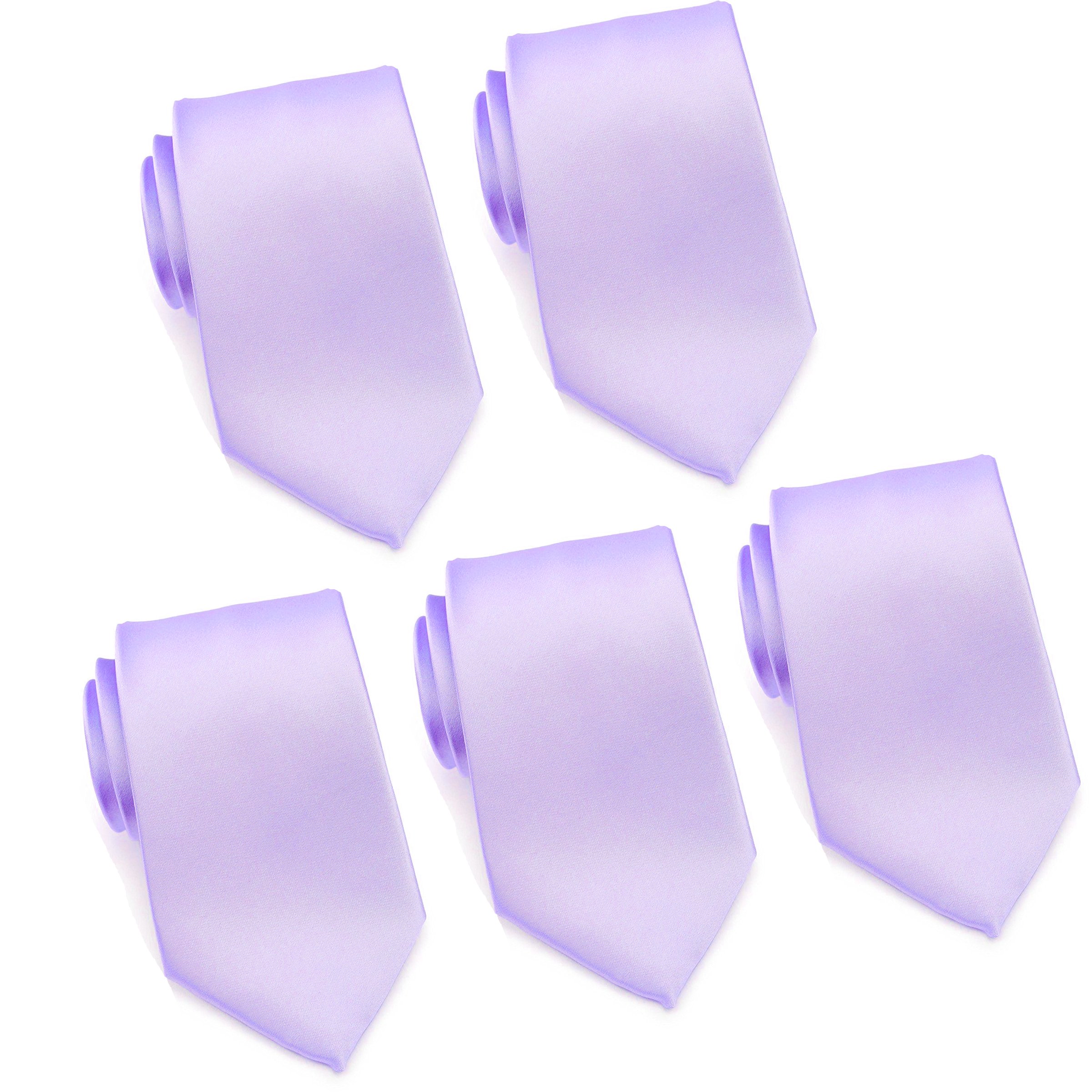 FOMANN Mens Formal Tie Wholesale Lot of 5 Mens Solid Color Wedding Ties 3.5" Satin Finish