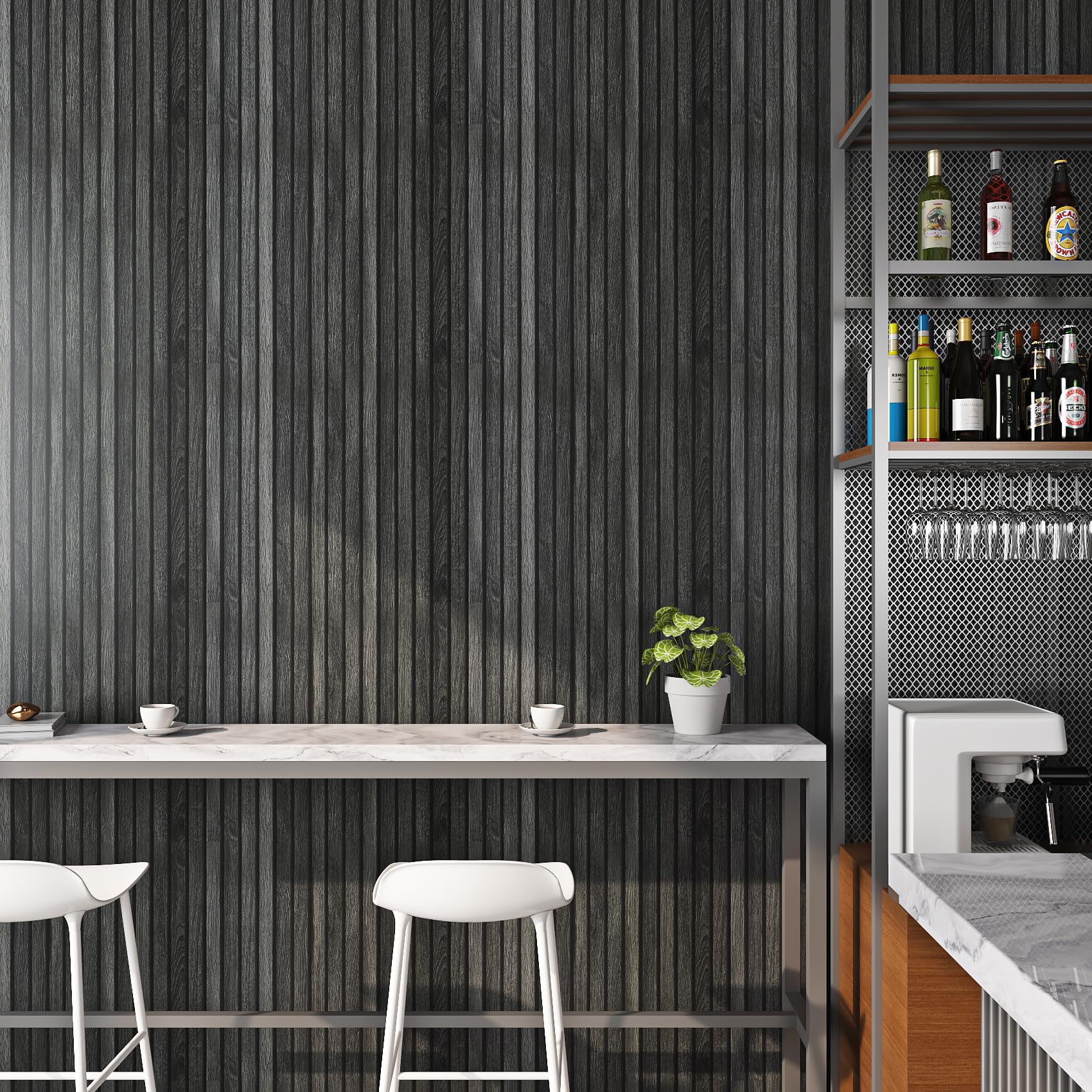 STICKEEP Grey Wood Panels For Wall Modern Soundproof Wooden