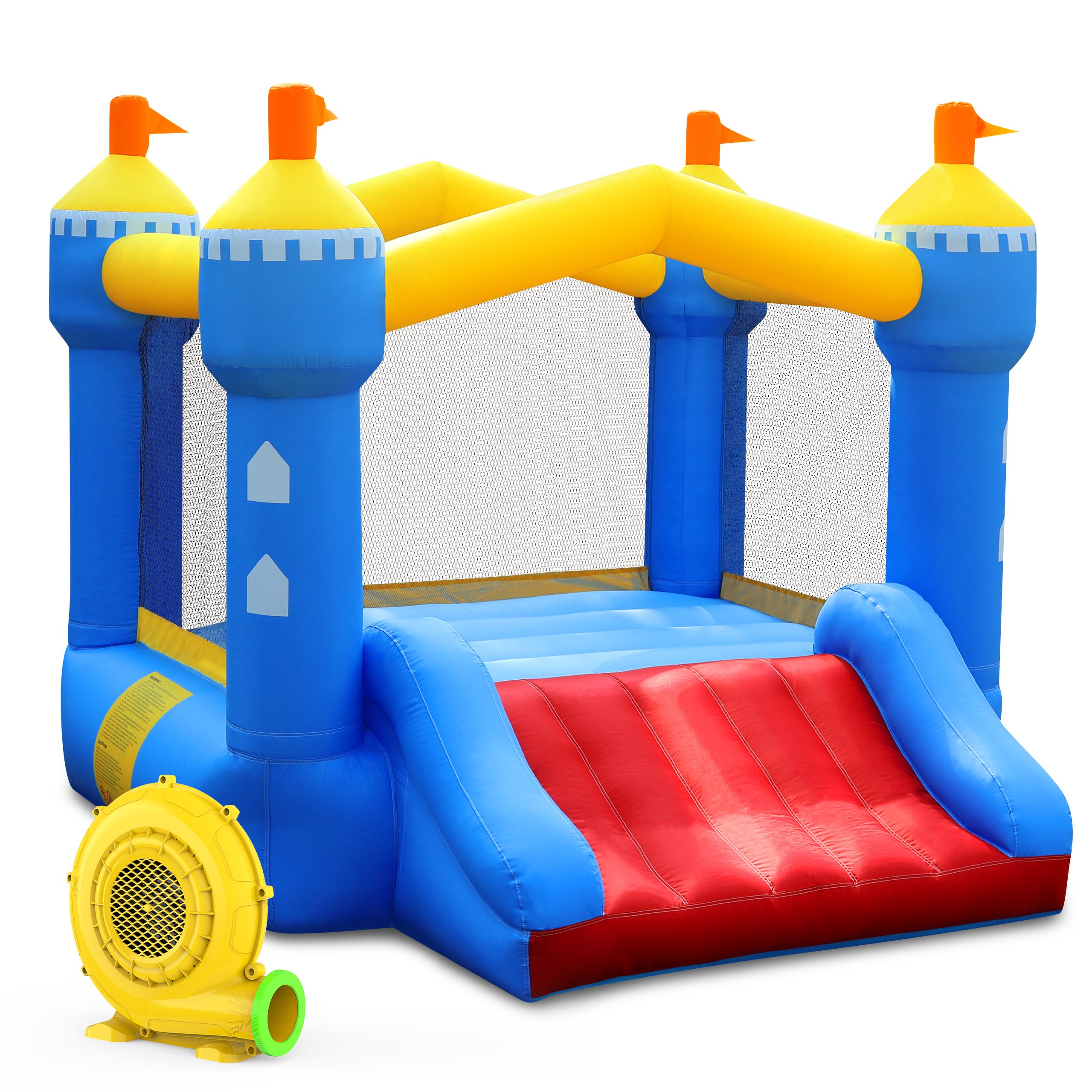 Puligoth Inflatable Bounce House for Kids: Toddler Bouncy House with Slide for Indoor & Outdoor Backyard Birthday Party - Portable Small Bouncy Castle