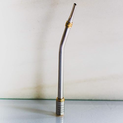 Círculo de bebida Vorenus (Long) Yerba Mate Bombilla (Filtrada Paja) - 6.9 in  17.5 cm - con paño de limpieza de microfibra y funda de transporte