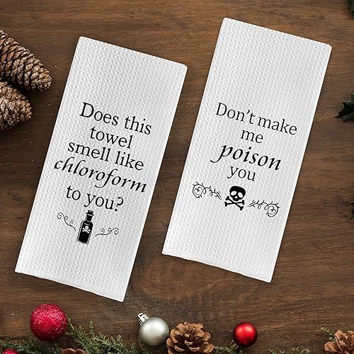 Miniatura 7 de DOTAIN Divertidas toallas de mano de baño, esta toalla huele a cloroformo para ti Toalla de cocina con tejido de gofre, divertidas toallas de mano