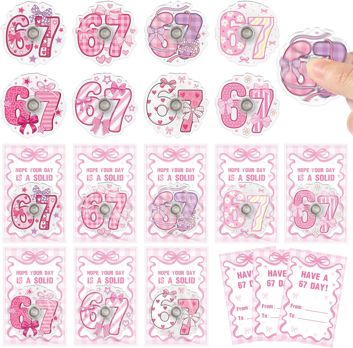 Amazon.com: FFyhiinski 67 Bowknot Fidget Spinner - 24 Sets Acrylic Pink ...