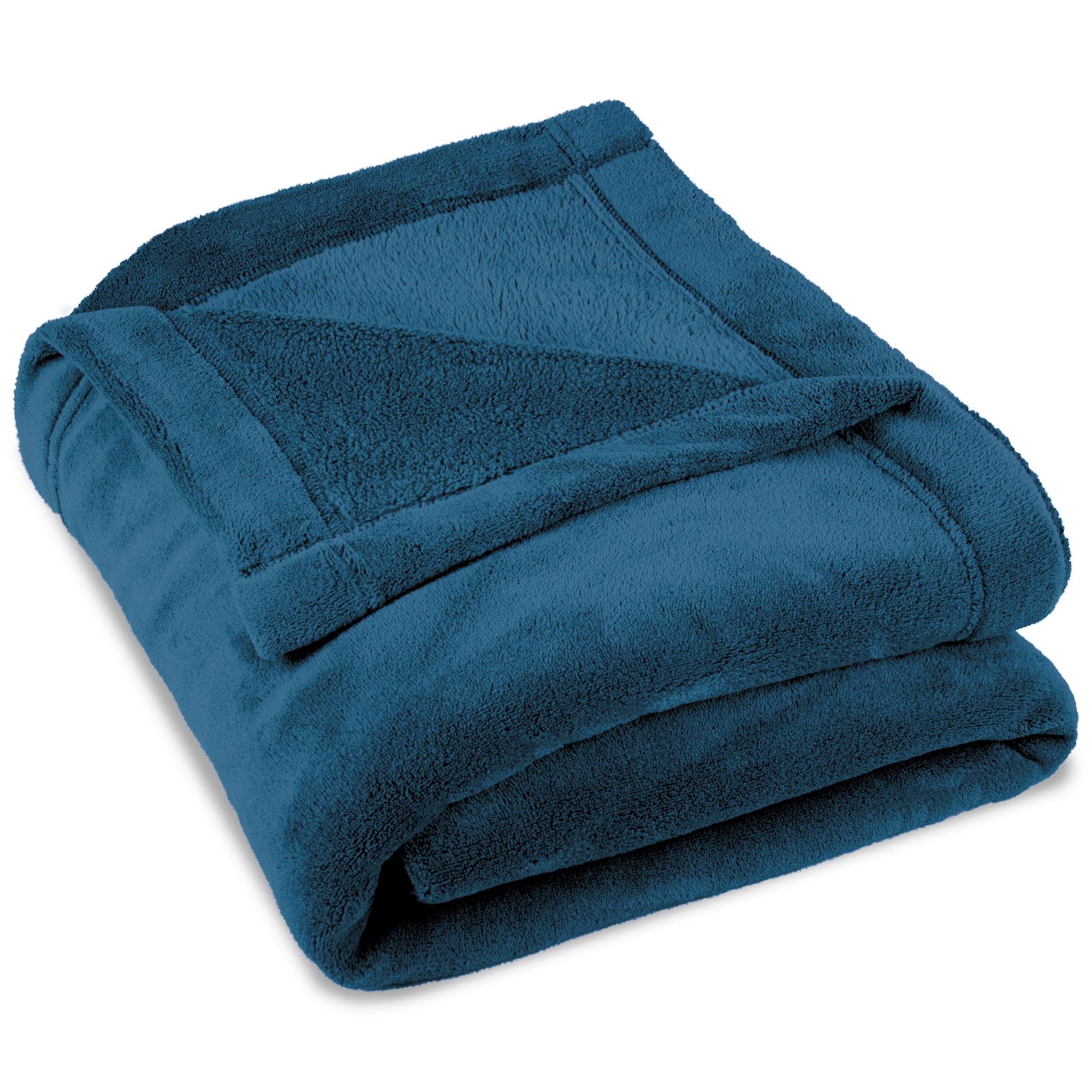 CelinaTex Flauschige Kuscheldecke 150 x 200 cm blau Decke Sofa warm Wohndecke weich Mikrofaser Fleece Oeko-TEX Montreal