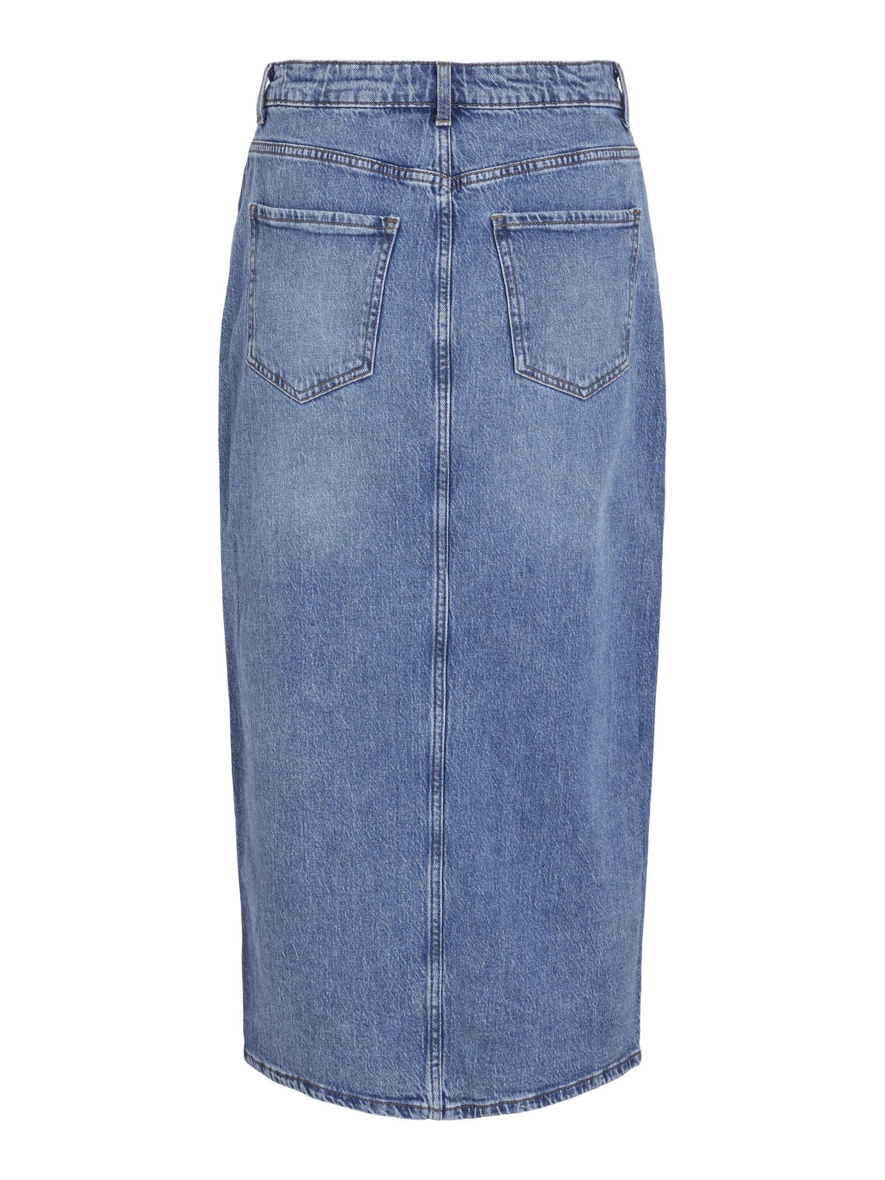 Vila Damen Vijaf Hw Midi Denim Skirt-noos Jeansrock (1er Pack)