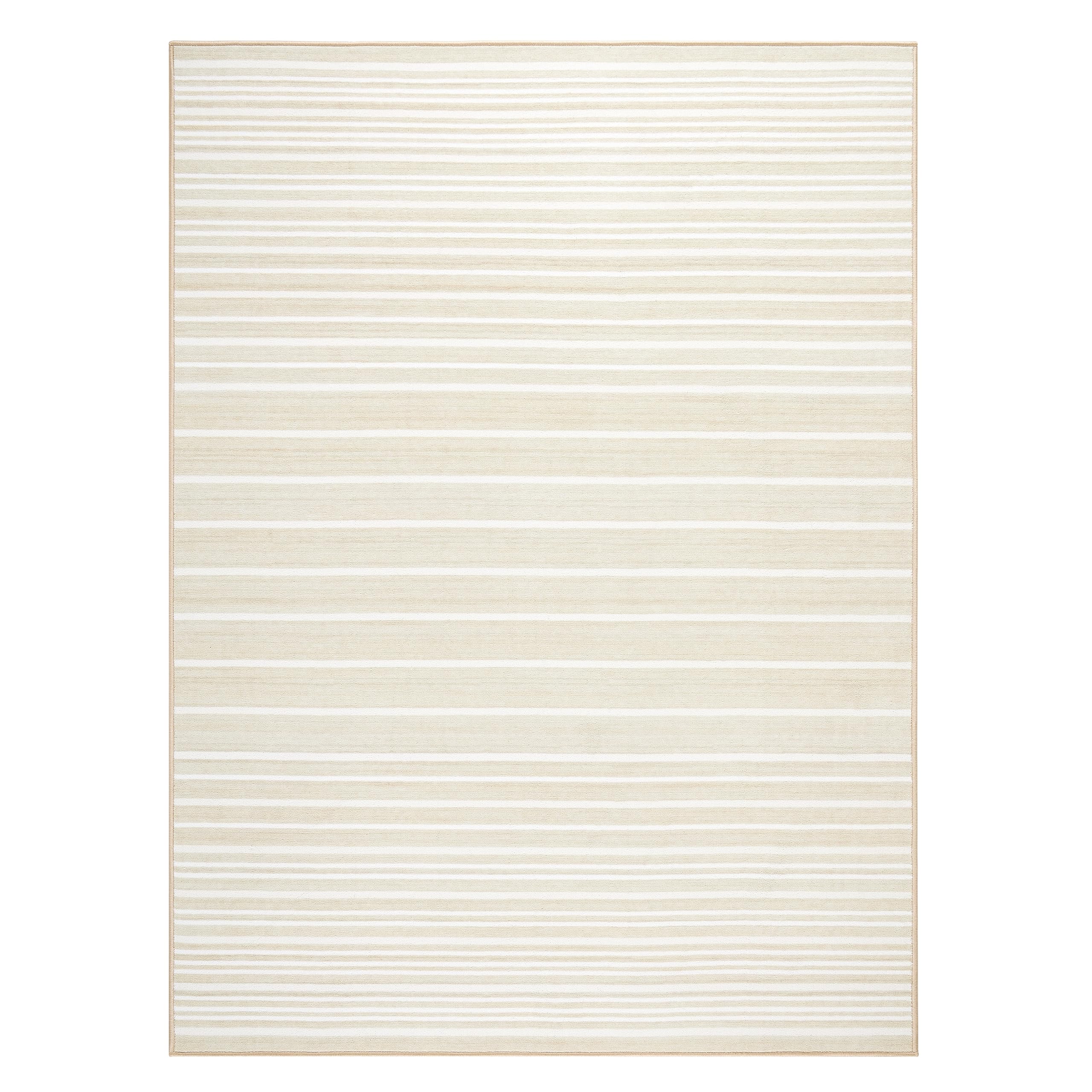 TOWN & COUNTRY BASICS Layne Modern Stripe Everwash® Washable Area Rug with Non-Slip Backing, Pet Friendly Rug, Cream/Beige, 7'10"x10'2"