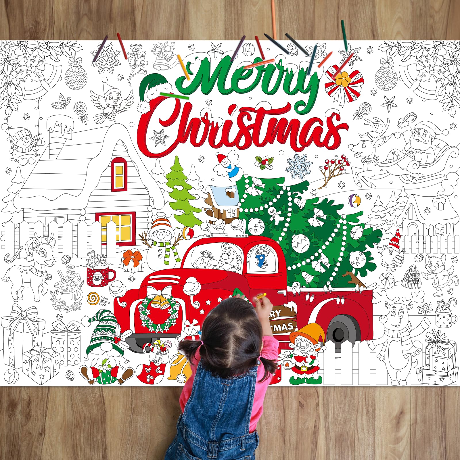 Amazon.com: Naozinebi Christmas Giant Coloring Poster for Kids