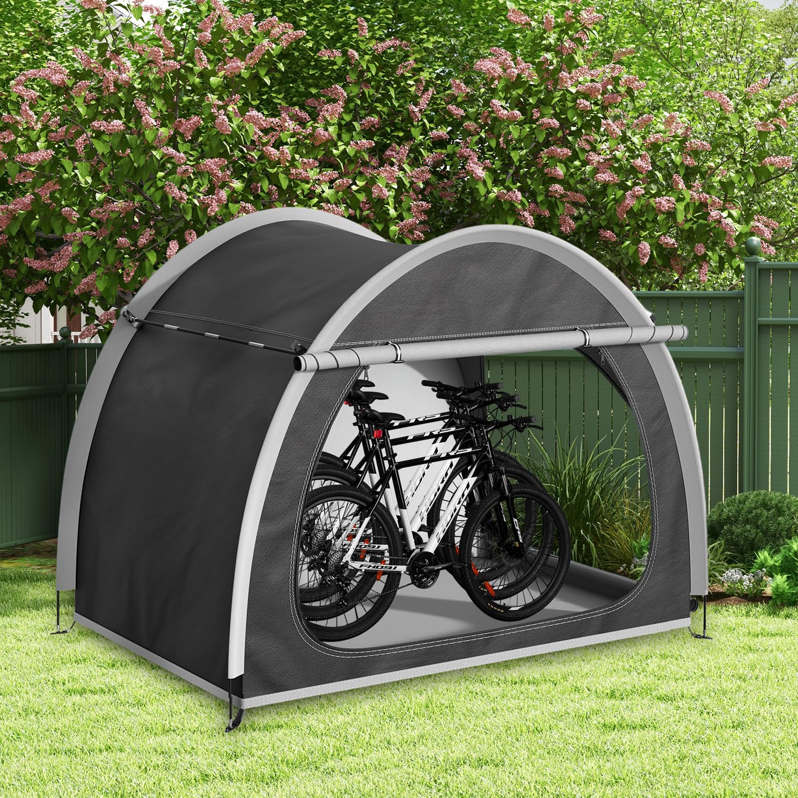 Abri Velo Exterieur, Housse Velo Extérieur Protection pour 2-4 Vélos, Cabanon Jardin, Abris de Jardin, Abri Moto, Cabane Imperméable et Anti-UV, Tente Rangement Carport, 210 x 150 x 165 cm