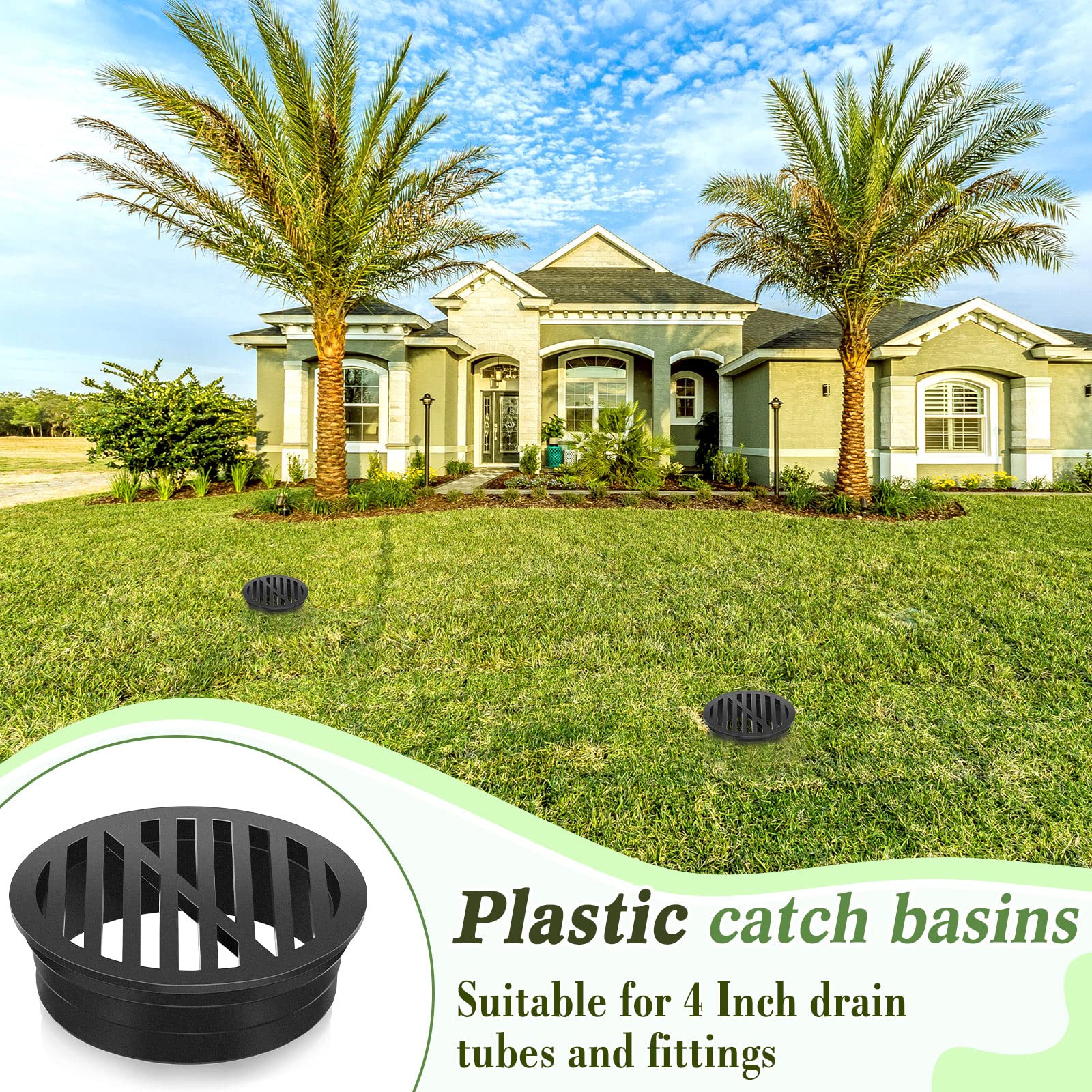 Taiyin 8-Pack Round Drain Covers For 4-Inch Pipes - Perfect For Lawns, Patios & Outdoor Drainage