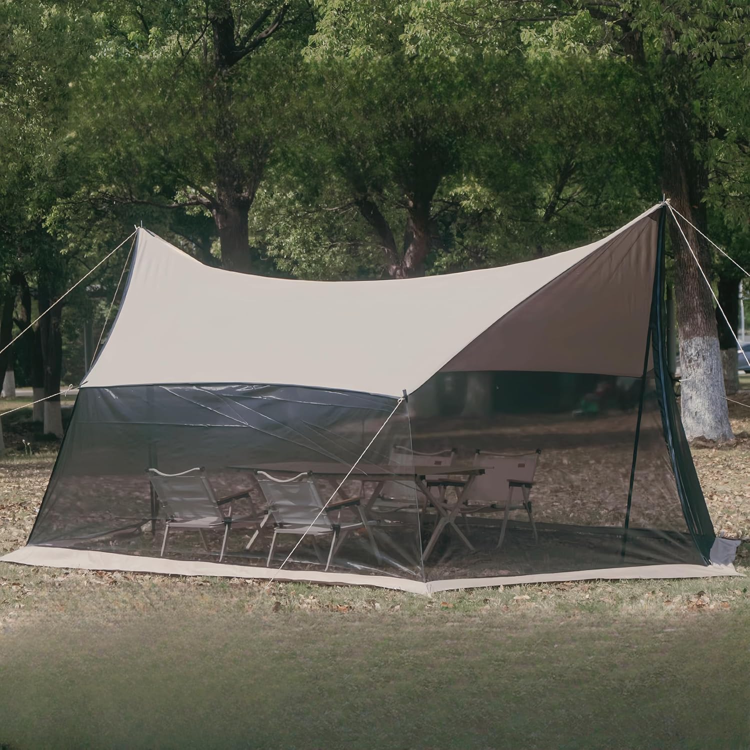 Bug Proof Canopy Tent - All-in-One Bug Shelter for Camping, New 2025 Design with Premium Sun Protection & Rain Cover (Khaki, M)