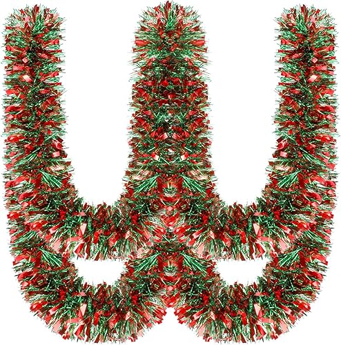 Ceenna Guirnalda de oropel de Navidad de 150 pies, guirnalda metálica con torsión, guirnalda colgante brillante para árbol de Navidad, suministros