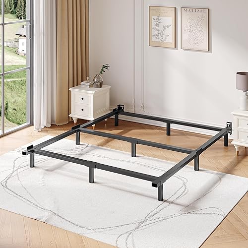 Miniatura 10 de Base de cama Queen de 5 pulgadas, capacidad de 3500 libras, base de cama de metal tamaño Queen, base de colchón de perfil bajo con funda de tela, 5