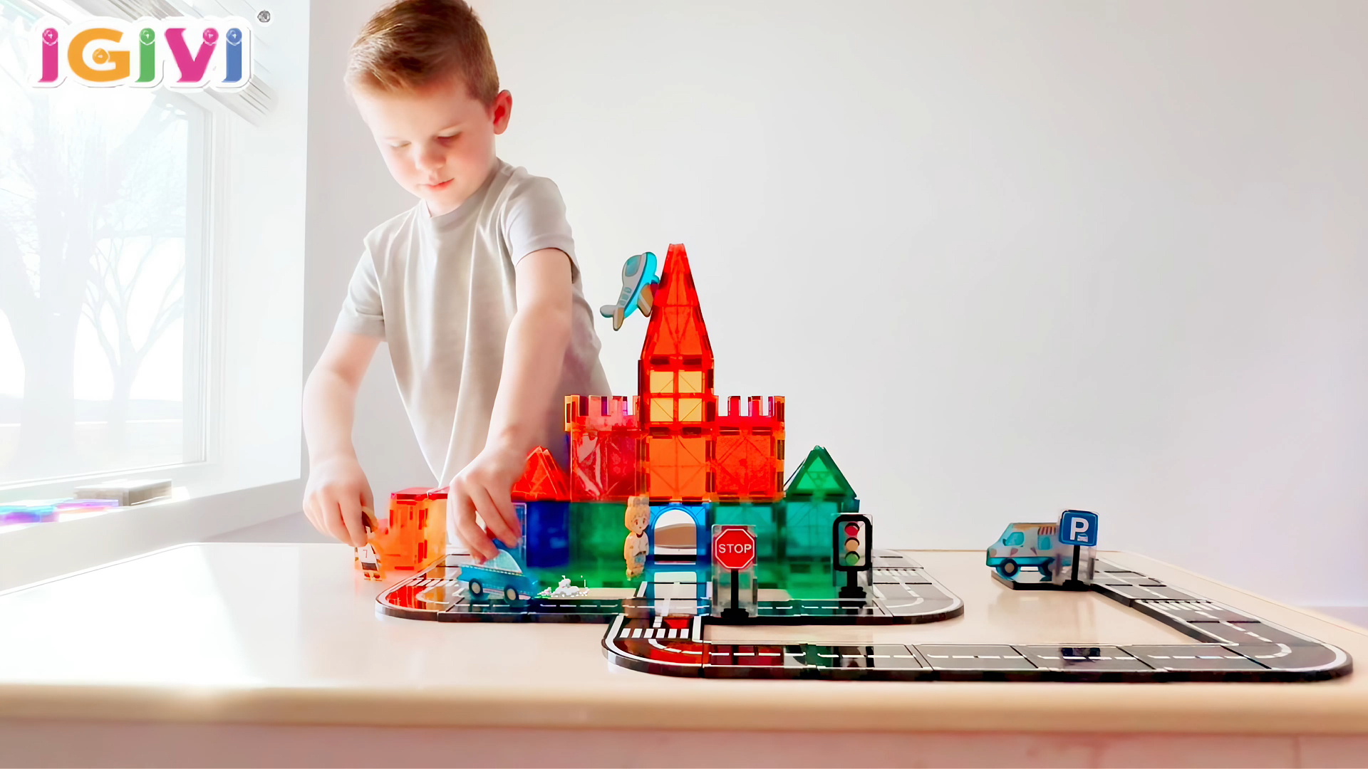Amazon.com: IGIVI 104 PCS Magnetic Tiles Road Set, STEM
