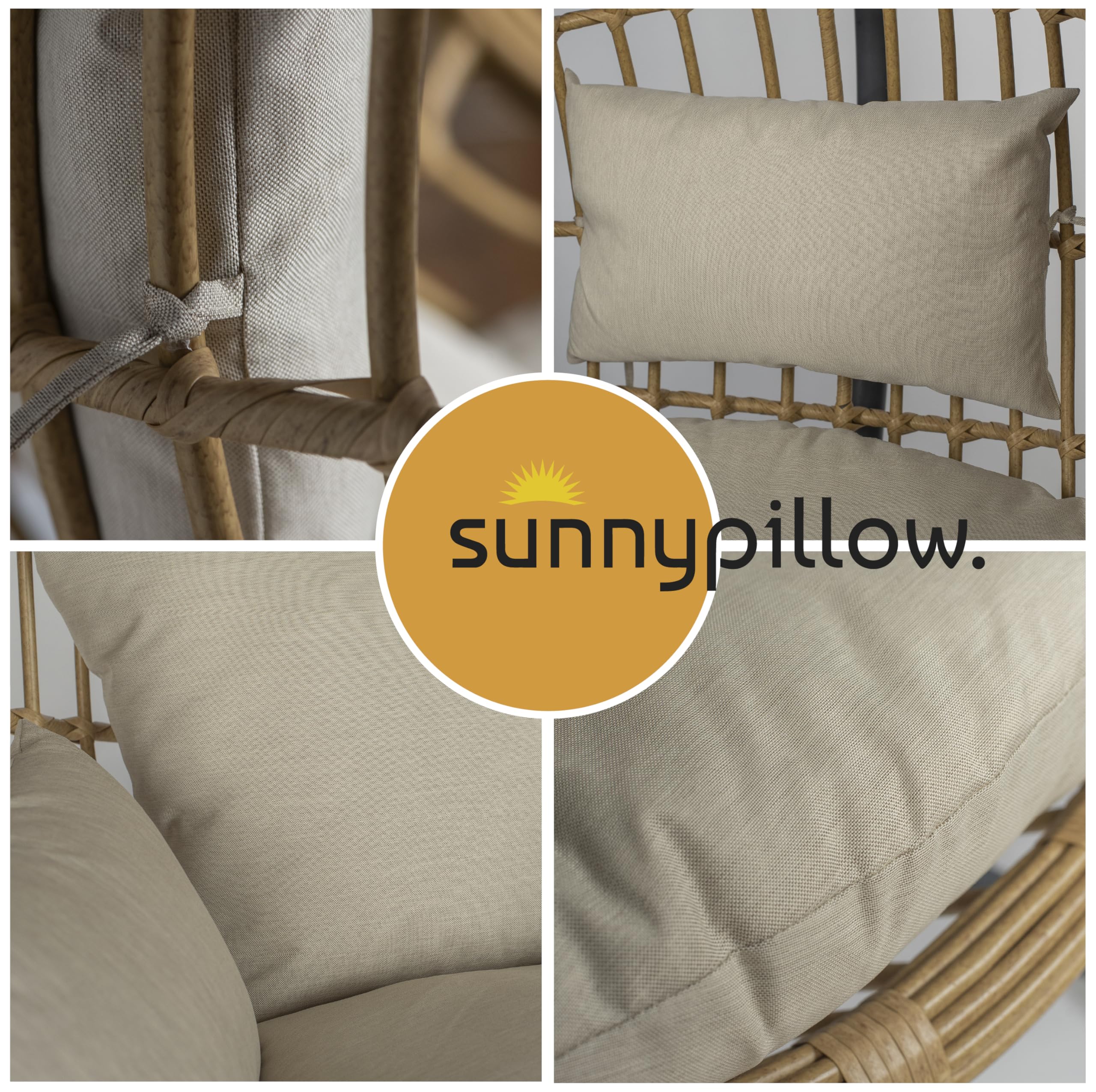 sunnypillow Hängesessel Kissen, Auflage für Rattan & Polyrattan, Creme