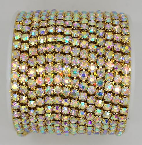 Miniatura 3 de Cadena de cierre de diamantes de imitación AB de 10 yardas (oro, 0.169 in)