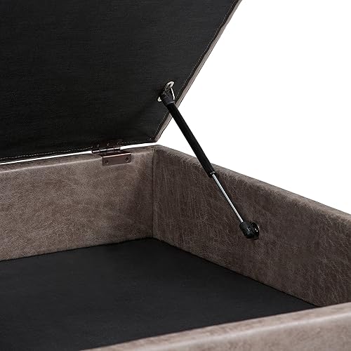 Miniatura 330 de SIMPLIHOME Owen - Bandeja rectangular moderna de mediados de siglo de 34 pulgadas de ancho, otomana pequeña para almacenamiento de mesa auxiliar, en