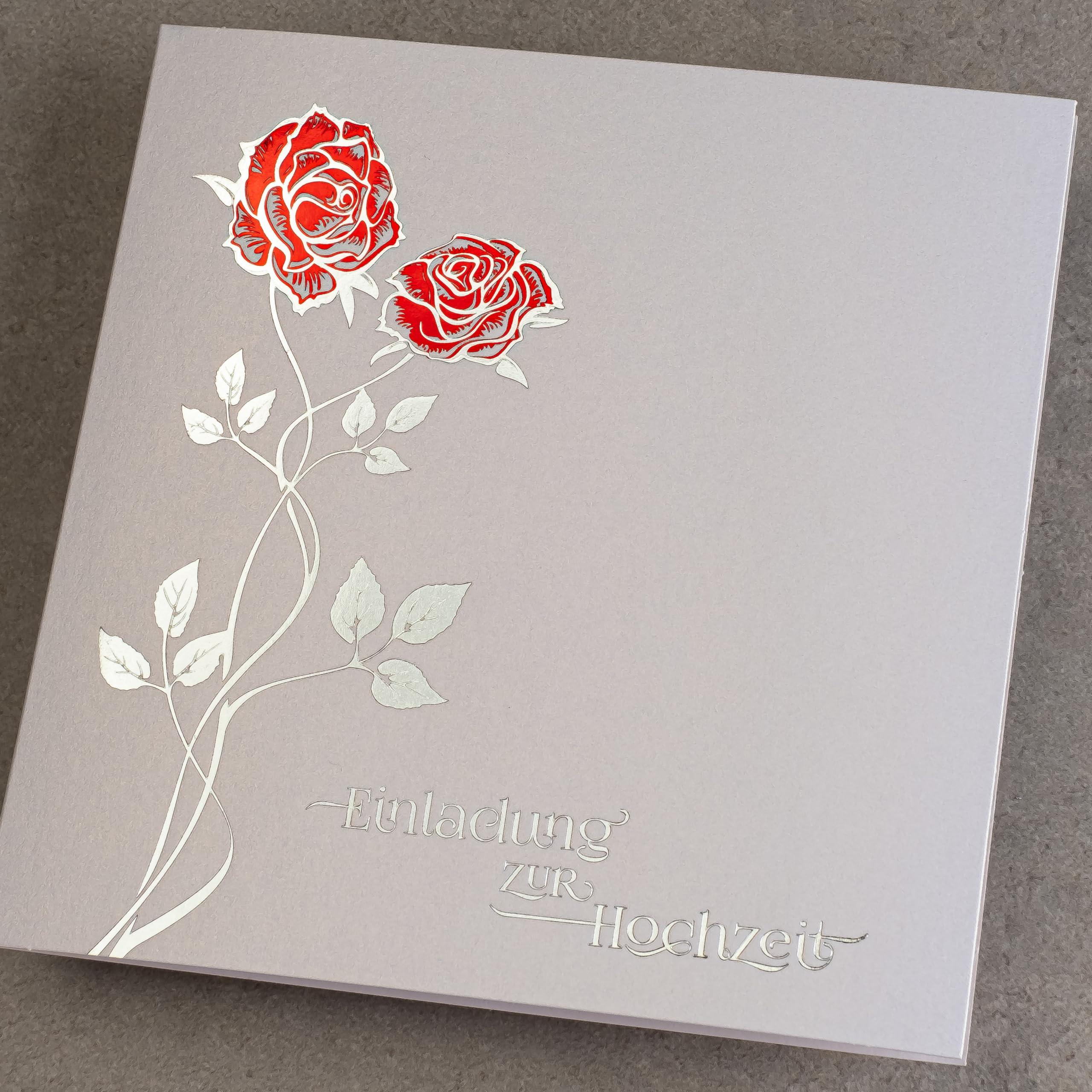 HOCHZEITSEINLADUNGEN - SATZ 20 St, 135x135mm MIT BEDRUCKBAREN EINLAGEN UND UMSCHLÄGEN FÜR HOCHZEIT – FARBIGE, METALLISCHE FOLIE, GEPRESSTES MUSTER AUF METALLICPAPIER, ZAP_DE_21