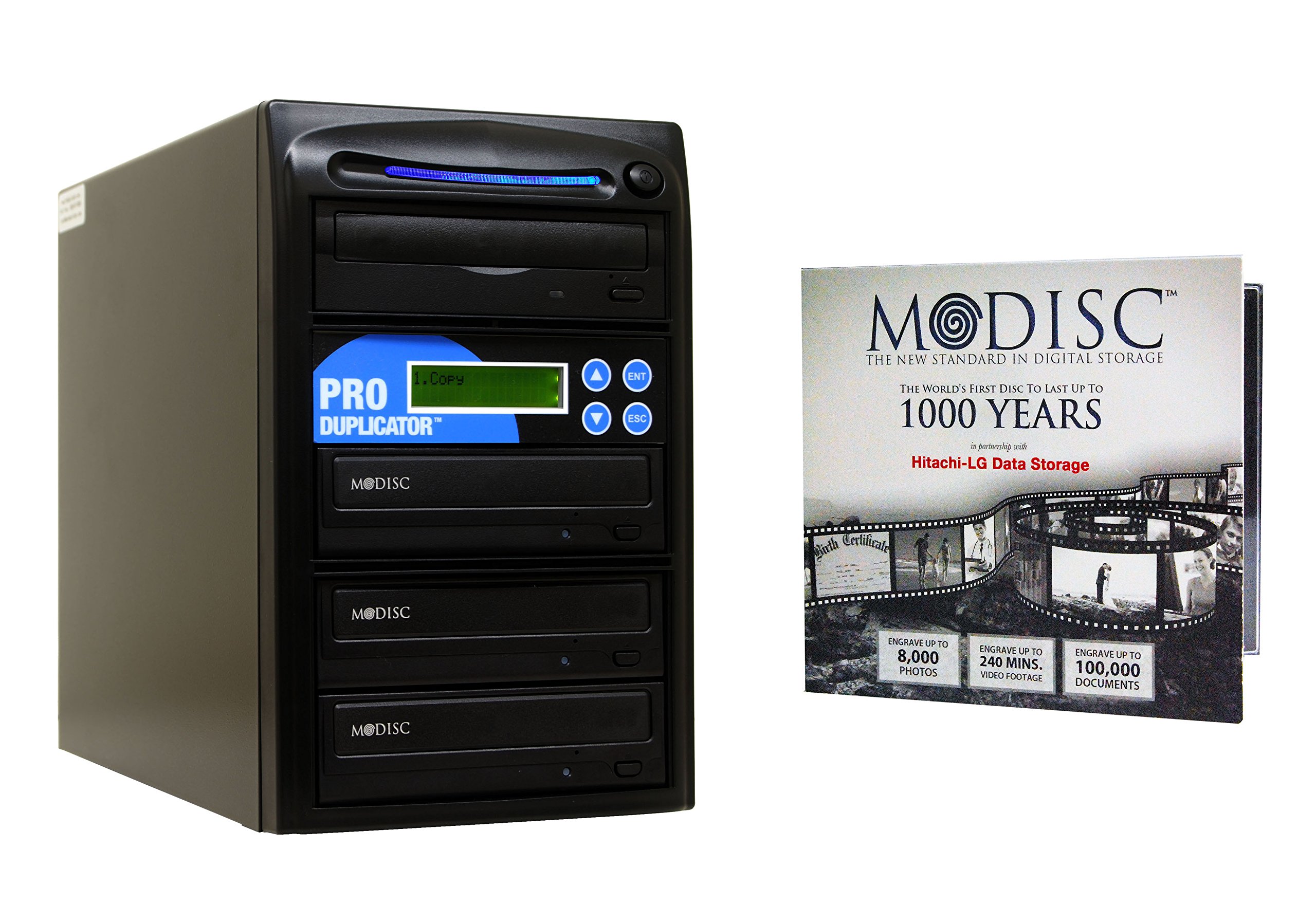 Produplicator 1 to 3 M-Disc Support CD DVD Duplicator Bundle with 1 Pack M-DISC DVD (Up to 24X DVD Burn Speed, Standalone Duplication Tower)